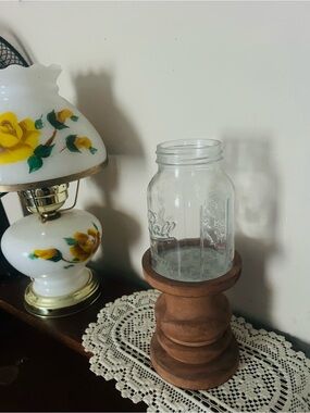 Home candle At Home Clear Glass Jar on Brown Wood Pedestal 12 incredible